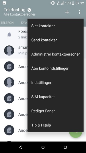Vælg Administrer kontaktpersoner
