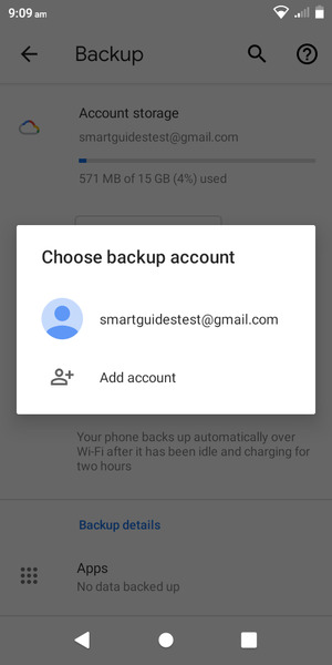 Select your backup account