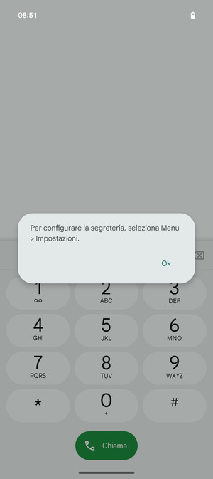 Se la segreteria telefonica non è configurata, seleziona OK
