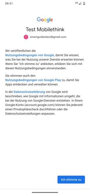 Wählen Sie Ich stimme zu