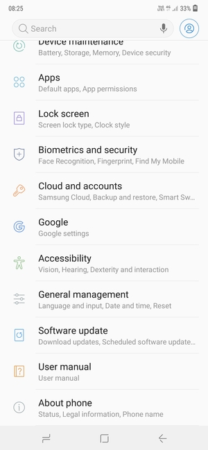 Scroll to and select Cloud and accounts