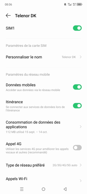 Activer ou désactiver Itinérance