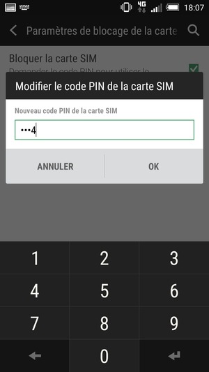 Saisissez votre Nouveau code PIN de la carte SIM et sélectionnez OK