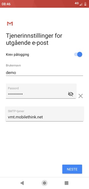 Skriv inn utgående serveradresse
