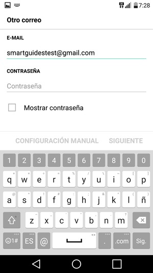 Introduzca su dirección de Gmail y seleccione Sig.