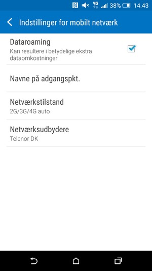 Slå Dataroaming til eller fra