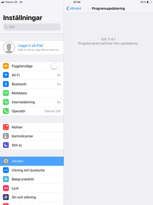 Om din iPad är uppdaterad, kommer du att se följande skärm