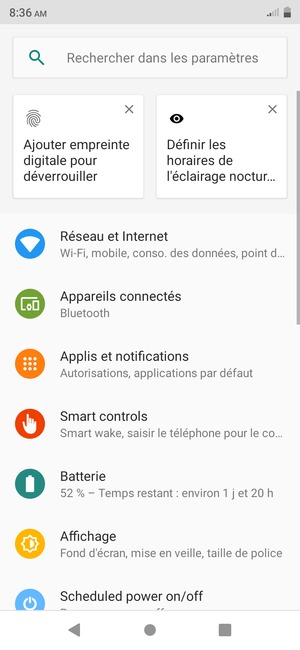 Sélectionnez Réseau et Internet