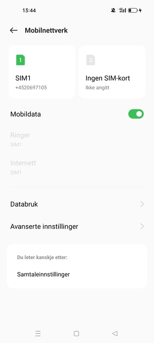 Velg SIM1 eller SIM2