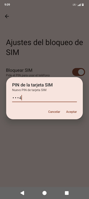 Introduzca su Nuevo PIN de tarjeta SIM y seleccione Aceptar
