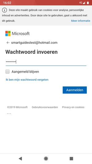 Voer uw wachtwoord in en selecteer Aanmelden