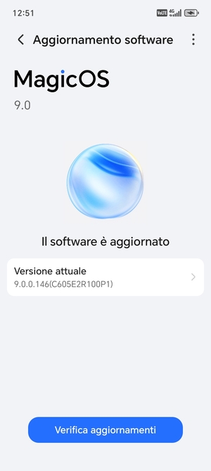 Se il tuo telefono è aggiornato, vedrai la seguente schermata