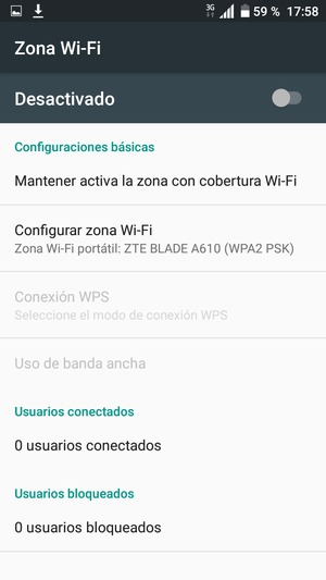 Seleccione Configurar zona Wi-Fi 