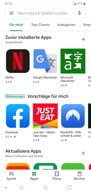 Wählen Sie die Suchleiste
