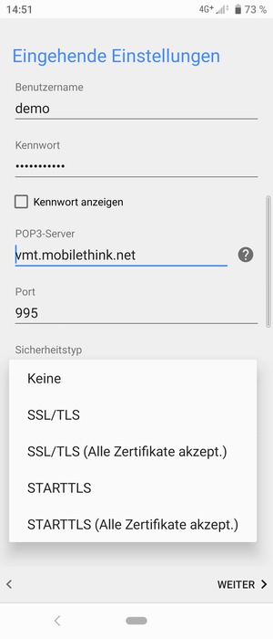 Wählen Sie Keine und WEITER