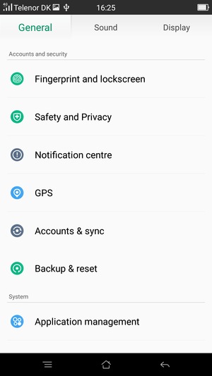 Scroll to and select Safety and Privacy