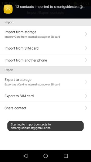 Your contacts will be saved to your Google account and saved to your phone the next time Google is synced.
