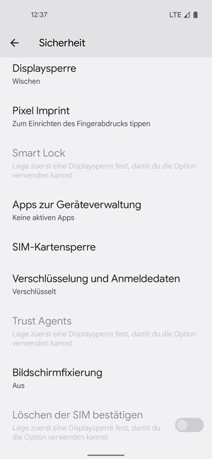 Scrollen Sie und wählen Sie SIM-Kartensperre