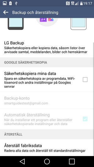 Kryssa i Säkerhetskopiera mina data-rutan