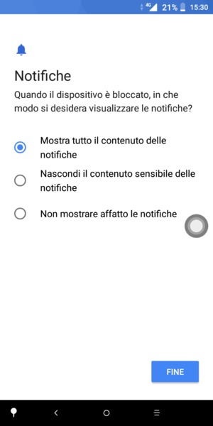Seleziona la tua opzione preferita e poi FINE