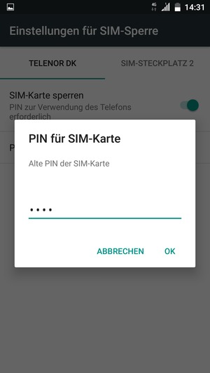 Geben Sie Ihre Alte PIN der SIM-Karte ein und wählen Sie OK