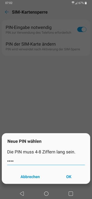 Geben Sie Ihre Neue PIN ein und wählen Sie OK