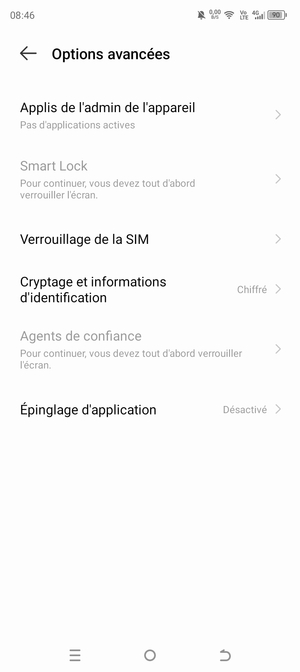 Sélectionnez Verrouillage de la SIM
