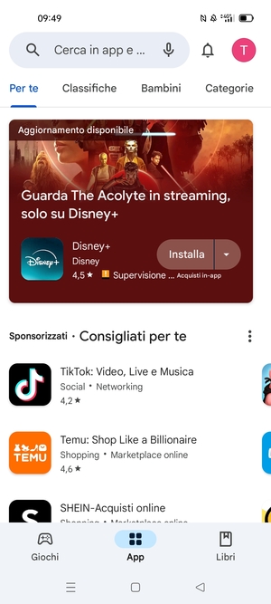 Seleziona la barra di ricerca