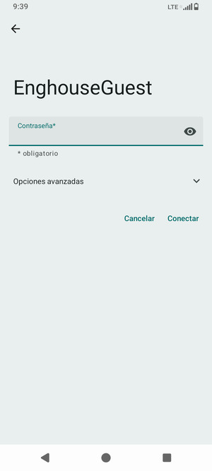 Introduzca la contraseña de Wi-Fi y seleccione Conectar