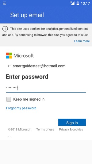 Enter your password and select Sign in