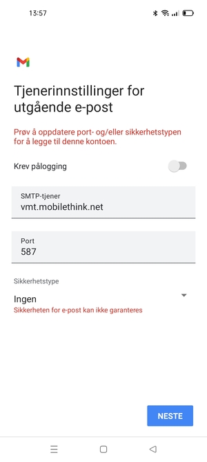 Velg NESTE
