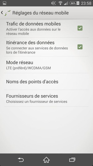 Activar o desactiver Itinérance des données