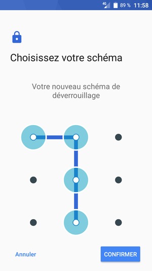 Dessinez de nouveau le schéma de déverrouillage et sélectionnez CONFIRMER
