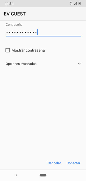 Introduzca la contraseña de Wi-Fi y seleccione Conectar