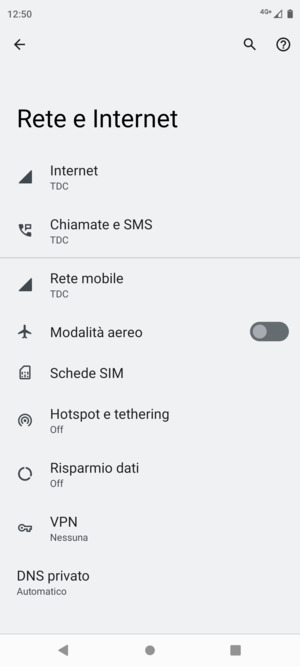 Seleziona Rete mobile