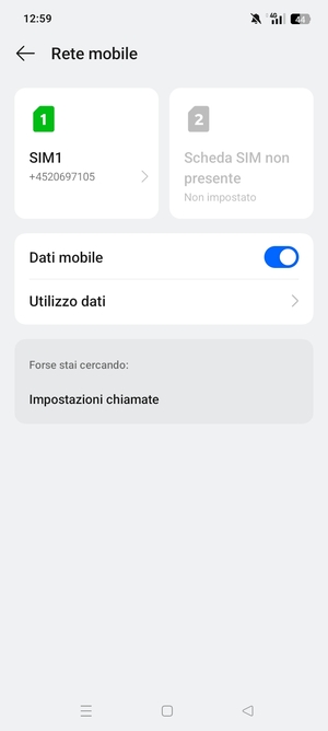 Seleziona SIM1 o SIM2