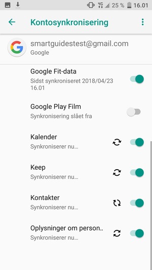 Dine kontakter fra Google vil nu blive synkroniseret til din smartphone.