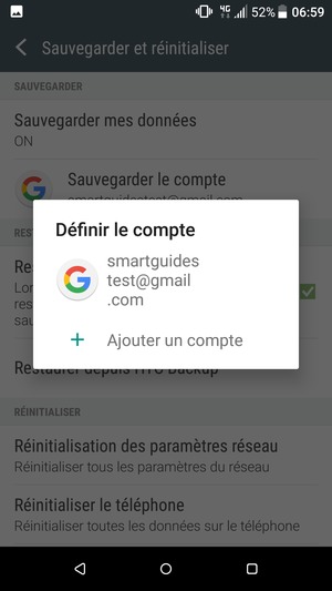 Sélectionnez votre compte de sauvegarde