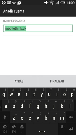 Déle a su cuenta un nombre y escriba su nombre. Seleccione FINALIZAR