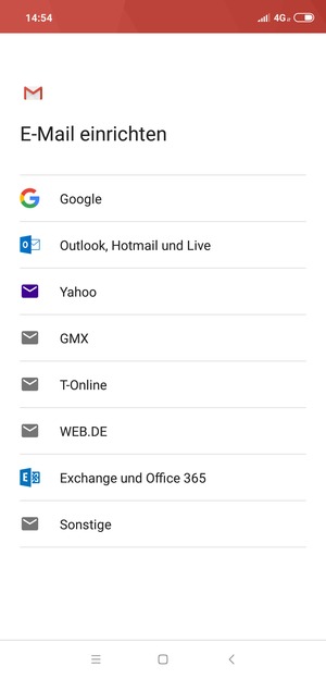 Wählen Sie Outlook, Hotmail und Live