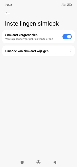 Selecteer Pincode van simkaart wijzigen