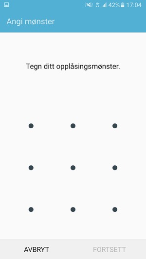 Tegn et opplåsingsmønster og velg FORTSETT