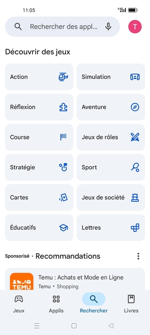 Sélectionnez la barre de Recherche