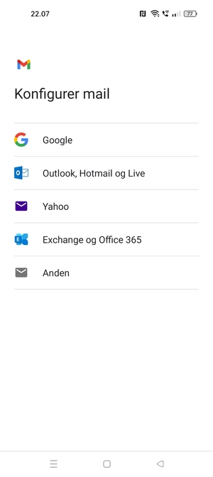 Vælg Outlook, Hotmail og Live