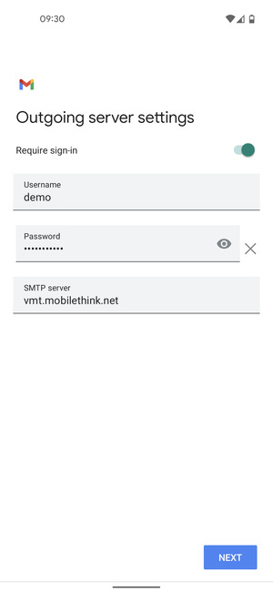 Enter Outgoing server address