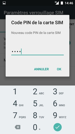 Saisissez votre Nouveau code PIN de la carte SIM et sélectionnez OK