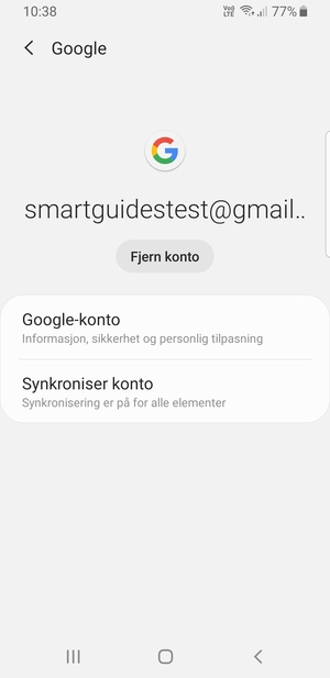 Velg Synkroniser konto