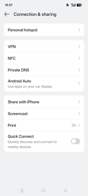 Select Personal hotspot