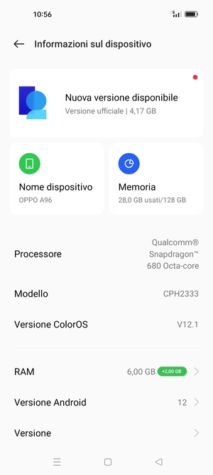 Seleziona Aggiornamento software