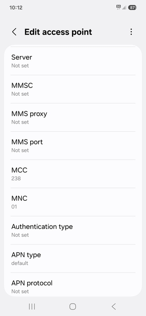 Scroll down and enter MMS information